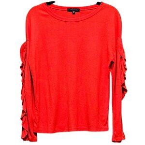 Sanctuary Womens XS Red Ruffle Sleeve Top